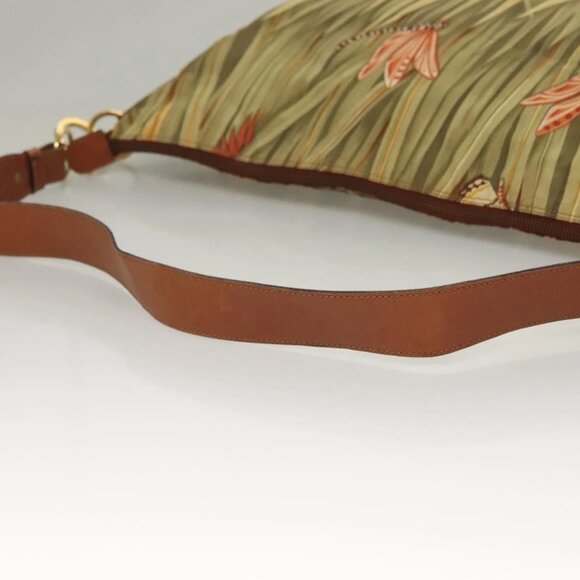 Salvatore Ferragamo Shoulder Bag Nylon Green Gold Auth - Picture 7 of 16